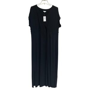 J Jill Black Knit Maxi Dress Womens Large V Neck Dolman Sleeve‎ Casual NEW Comfy